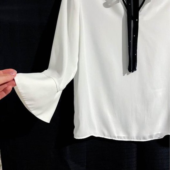 Zara White Blouse with Tie-neck - Picture 2 of 2